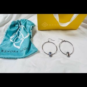Beautiful silver Kendra Scott hoops with translucent stone. Great condition!